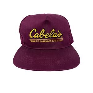 Cabela's World's Foremost Outfitters Ball Cap Hat Snapback Baseball Burgundy